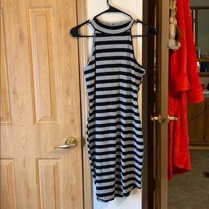 Black and gray sweater dress